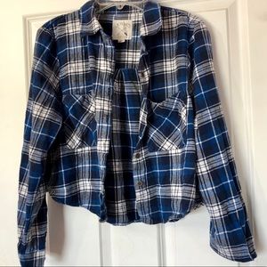 Pacsun LA Hearts Cropped Blue Flannel